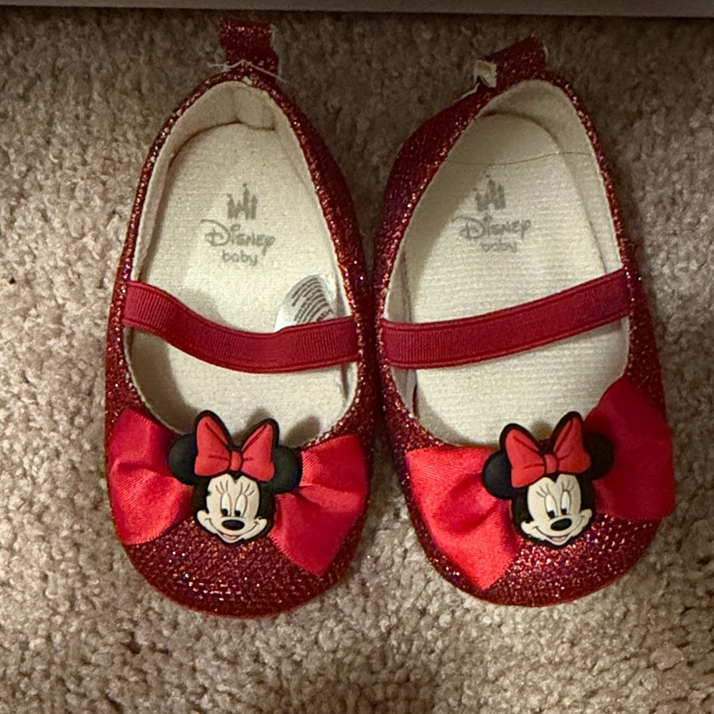 Disney Red Glitter Minnie Mouse Dress Shoes